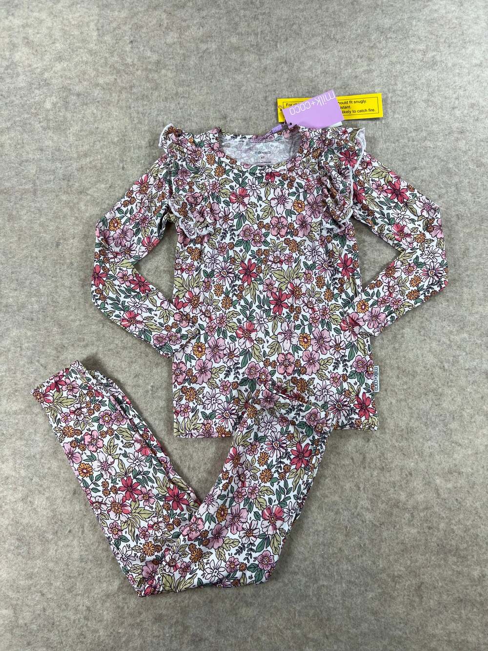 Milk & Coco Ava Floral Bamboo Pajama Set Girls Size 6y NEW